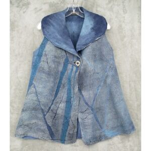 Flora Felts Vest Womens Large Handmade Felted Wool Button Artsy Boxy Lagenlook